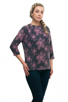 Блуза "Олси" 1710005V ОЛСИ (Серый/розовый узор)